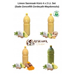 Limon Sarımsak Kürü 4 x 2 Lt. Set (Sade-Zencefilli-Zerdeçallı-Maydonozlu)