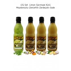 Limon Sarımsak Kürü 4 x 500 ml Cam El Yapımı (Sade-Zencefil-Zerdeçal-Maydanozlu)